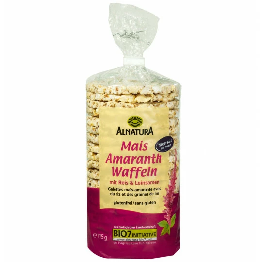 Alnatura Bio Mais Amaranth Waffeln Mit Reis & Leinsamen 115G