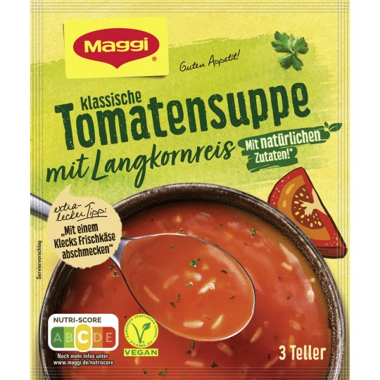 Maggi Guten Appetit Klassische Tomatensuppe Mit Langkornreis Ergibt 750ML