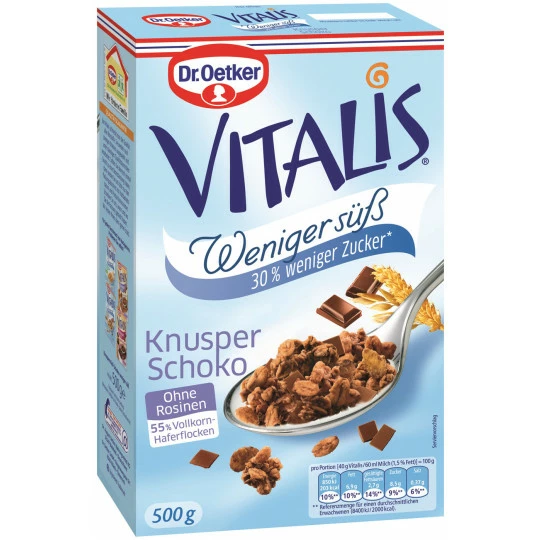 Dr. Oetker Vitalis Knusper Schoko Müsli Weniger Süß 500G